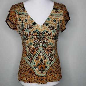 Vintage Nicole by Nicole Miller Babydoll Floral Meshy Fitted Top Size M 90s